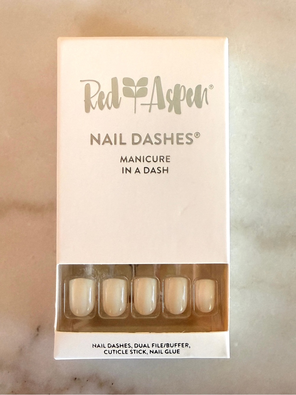 Red Aspen Nail Dashes Press-On Nails in Sheer White
